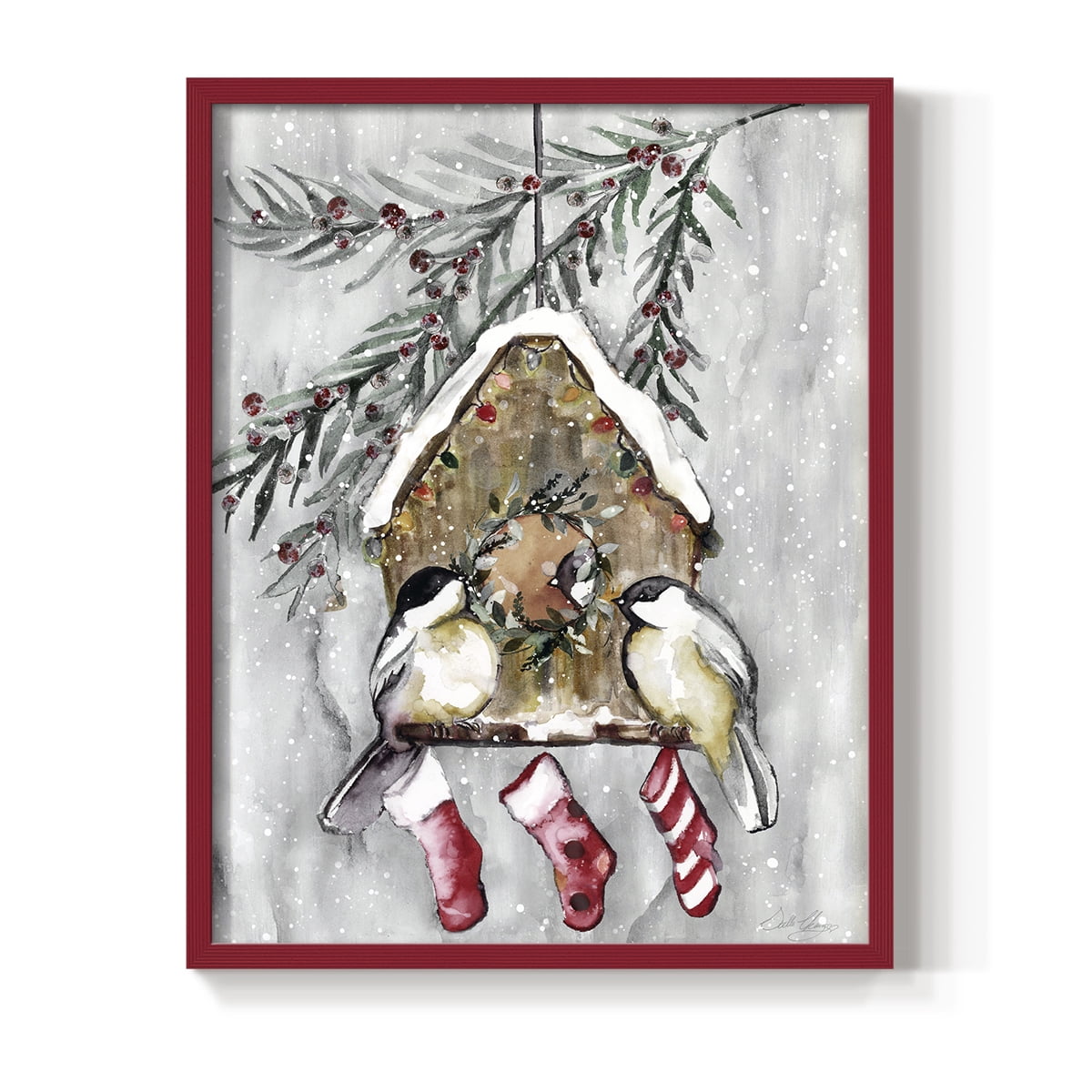 Winter Birds Framed Print - Solid Wood in Single Picture Frame Solid Wood 2 Framed Print