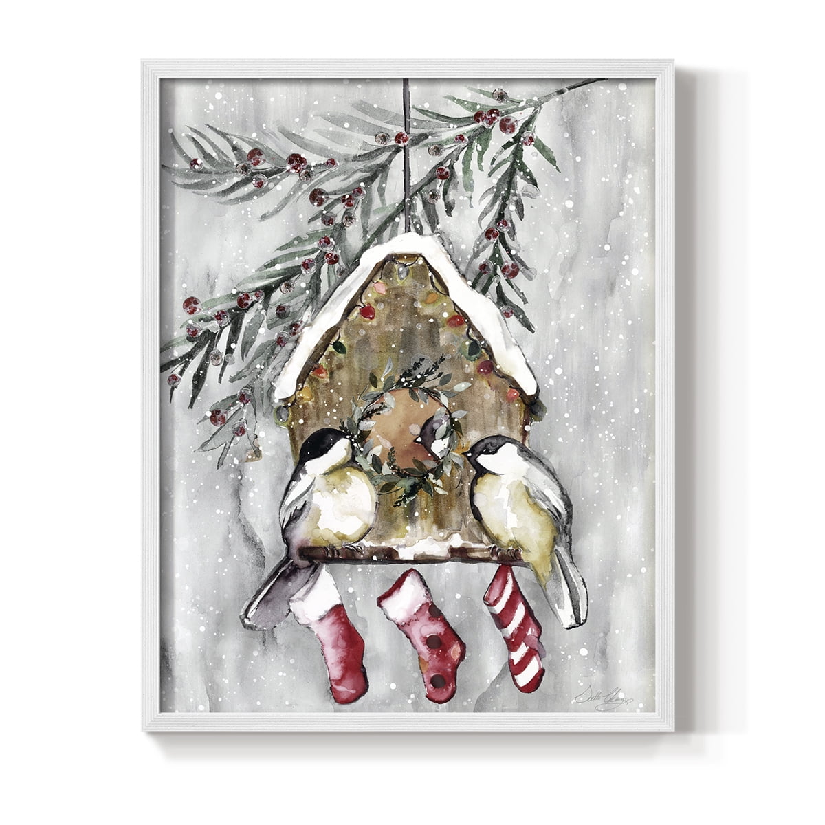Winter Birds Framed Print - Solid Wood in Single Picture Frame Solid Wood 2 Framed Print
