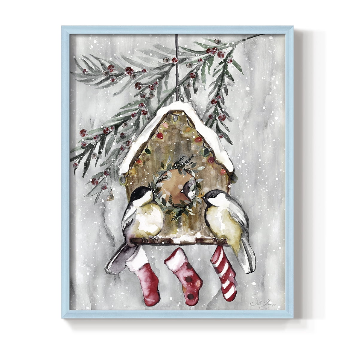 Winter Birds Framed Print - Solid Wood in Single Picture Frame Solid Wood 2 Framed Print