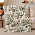 thumbnail image 1 of Winter Birds And Snowy Pinecones, Watercolor Winter Botanical Illustration for Birdwatching Enthusiasts, Christmas Gift, Cozy Flannel Blanket with Home Decor for Living Room and Bedroom, 1 of 7