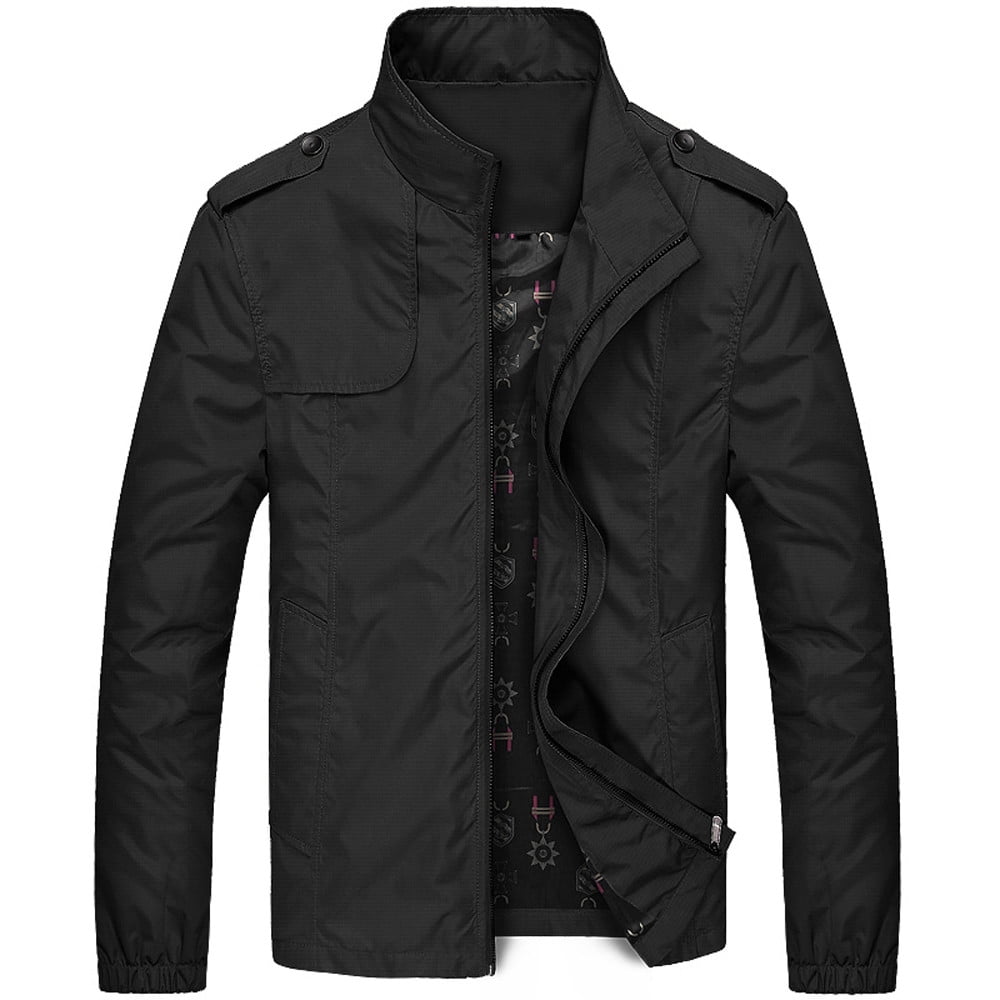 Winter Black Jackets For Men Men'S Autumn Casual Zipper Stand Collar ...