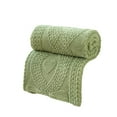 thumbnail image 1 of Winter Blanket, Soft Thick Double Layer Raschel Throw, Premium Polyester Striped Bed Sofa Blanket Machine Washable Ultimate Comfort, Green, 1 of 5