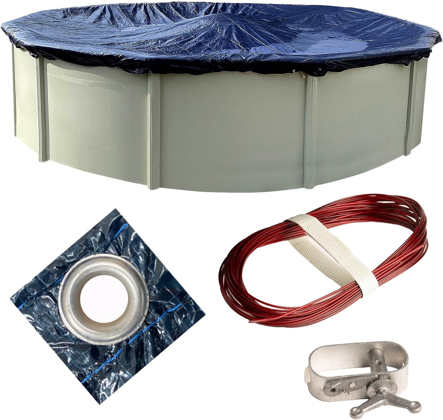 Winter Block UV Resistant Pool Covers, Blue, 15 lb