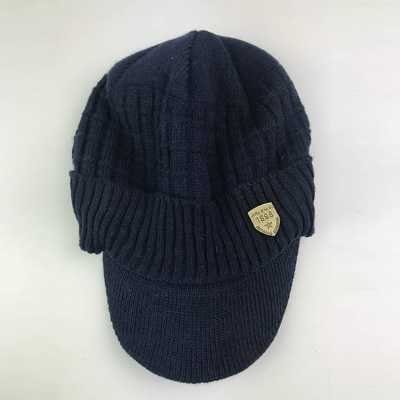 Winter Blue Baseball Cap Men Warm Baggy Weave Crochet Cotton Knit Ski Beanie Caps Hat Cotton