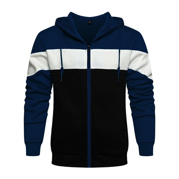 Winter Blue Hoodies For Men Men S Autumn Slim Casual Patchwork Hooded Long Sleeve Sweatershirts Top Blouse Polyester Walmart Business Supplies