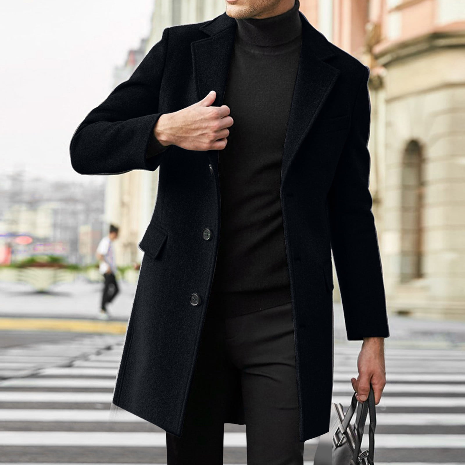 Winter Blue Jackets For Men Plus Size Coat Lapel Collar Long Sleeve ...