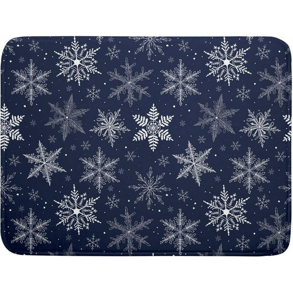 Winter Blue Snowflake Dish Drying Mat for Kitchen Counter Holiday Super Absorbent Reversible Microfiber Kitchen Countertop Protector Dishes Pad Large 18x24 inch