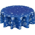 thumbnail image 1 of Winter Blue Snowflake Tablecloth Blue and White Round Tablecloth 60 Inch Snow Winter Table Cloth for Farmhouse Kitchen Decor Polyester Fabric Christmas Table Cover for Holiday Party Outdoor Camping, 1 of 6