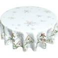 thumbnail image 1 of Winter Blue Snowman Round Tablecloth 60 Inch Christmas Snowflake Decoration Holiday Snow Table Cloth Polyester Fabric Waterproof Washable Table Cover for Home Kitchen Outdoor Party, 1 of 6