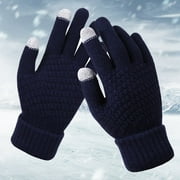 NOCHALOFO Winter Blue Warm Knit Gloves With Thickening Fashion Outdoor Cycling