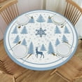 thumbnail image 1 of Winter Blue Xmas Tree Deer Snowflake Round Tablecloth Farmhouse Table Cover with Elastic Edge Washable Fitted Table Cloth for Kitchen Patry Outdoor Decor Fits 45"-50", Medium, 1 of 4