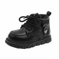 thumbnail image 1 of Winter Boots,Girls Ankle Boots Stylish Soft Sole Short for Children British Style Leather Boots for Comfort,Wide Leg Boots,08 Black,18-24 Months, 1 of 5