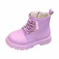 thumbnail image 1 of Winter Boots,Girls Boots Stylish Soft Sole Short Ankle for Children Fashionable Boots for Everyday,Snow Boots Toddler,04 Purple,9-9.5 Years, 1 of 5