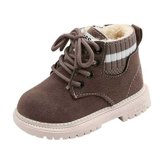 Winter Boots For Little Boys Girls Sale Toddler Shoes Boys Girls British Style Knitted Elasticated Fashion Laceing Non Slip Thicken Keep Warm Comfortable Boots 18-24 Months