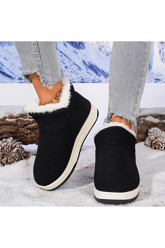 Winter Boots for Women Waterproof Fuzzy Snow Boots Comfortable Slip On Ankle Booties Indoor Outdoor Warm Anti-Slip Plush Slipper Bootie Thermal House Slippers Fleece Lined Cotton Shoes，Size 41
