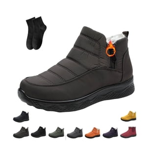 Winter Boots for Women Wide Width Warm Fur Lined Snow Boots Waterproof Slip on Ankle Walking Boot Comfortable Outdoor Anti Slip Shoes with Side Zipper