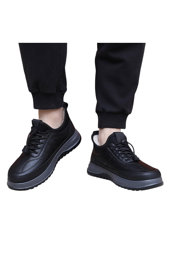 Winter Boots for Men Lace up Thickened Plush Warm Oxford Shoes Non-Slip Business Casual Work Booties