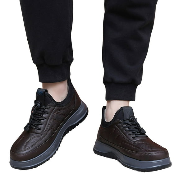 Winter Boots for Men Lace up Thickened Plush Warm Oxford Shoes Non-Slip Business Casual Work Booties