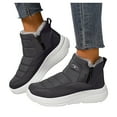 thumbnail image 1 of Winter Boots for Women Black Fleece Lined Slip on Ankle Snow Booties Lightweight Outdoor Walking Shoes, 1 of 9