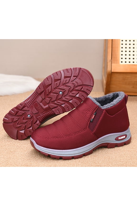 Winter Boots for Women: Black Warm Fur Lined Slip on Ankle Snow Boots Comfortable Waterproof Outdoor Shoes