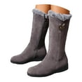 thumbnail image 1 of Winter Boots for Women Christmas Low Heel Faux Cuff Warm Booties Fleece Line Slip On 2025 Trendy Round Toe Cold Weather Snow Boots, 1 of 7