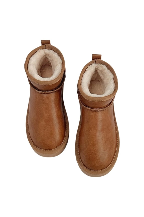 Winter Boots for Women Classic Snow Boots Waterproof Cow Suede Leather Slip on Booties Faux Fur Lined Warm Ankle Boots Comfortable Mini Boot