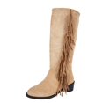 thumbnail image 1 of Winter Boots for Women Low Heel Pointed Toe Slip On Booties with Tassels Fringe 2025 Trendy Wide Calf Casual Women Boots, 1 of 9