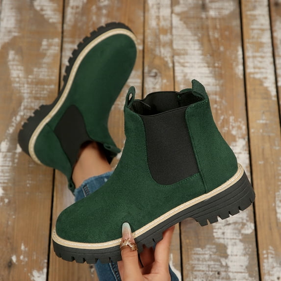Winter Boots for Women, Snow Boots Warm Fur Lined Comfortable Ankle Waterproof Anti Slip Chelsea Boot (Green,39)
