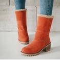 thumbnail image 1 of Winter Boots for Women Suede Boots Fur Lined Snow Boots Block Heel Booties Fleece Warm Mid-Calf Ankle Boot, 1 of 4