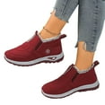 thumbnail image 1 of Winter Boots for Women Thickened Warm Plush Lined Slip on Ankle Snow Boots Nonslip Cold Weather Outdoor Sneakers Hiking Shoes Red Size 6.5, 1 of 7