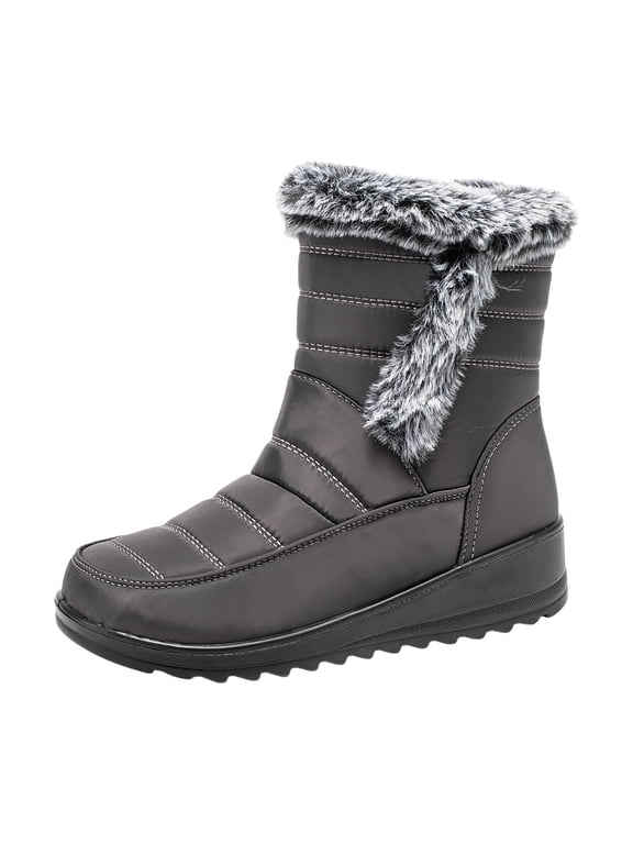 Winter Fashion Couple Boots for Women Mid-Length Zipper Design to Keep Warm and Comfortable Shoes 7 Grey