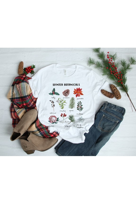 Winter Botanical Inspired Soft Unisex (For Women) Bella Graphic Tees All Size S-5Xl