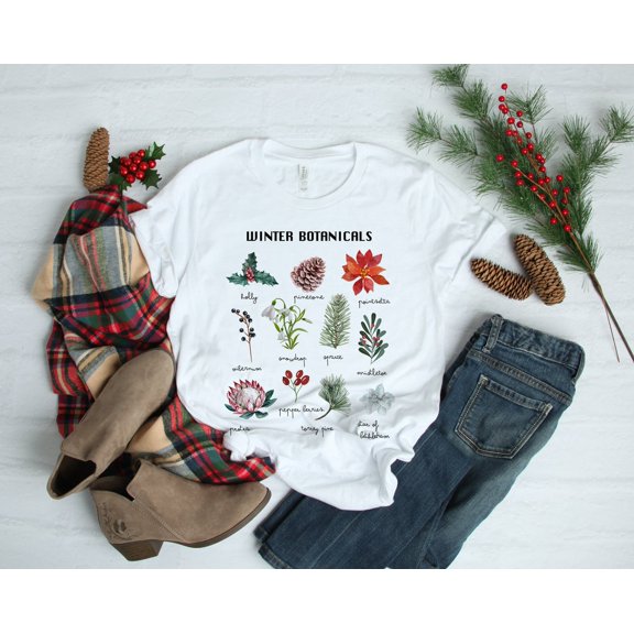 Winter Botanical Inspired Soft Unisex (For Women) Bella Graphic Tees All Size S-5Xl
