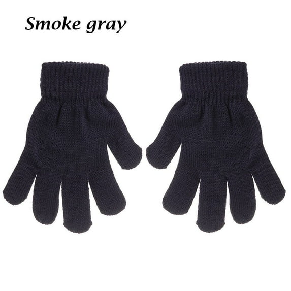 Winter Boy Girl Candy Color Warm Knitted Glove Children Stretch SMOKE GRAY