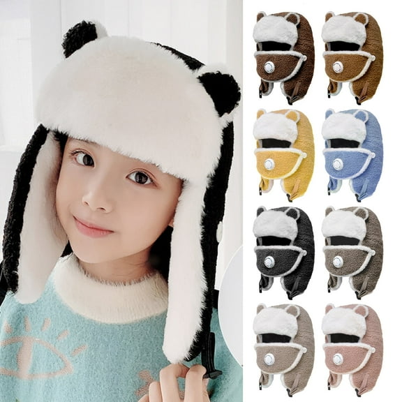 Winter Boy Trapper Trooper Hat Outdoor Warm Girls Ski Cap Windproof Mask Ear Flaps Hats for Kids