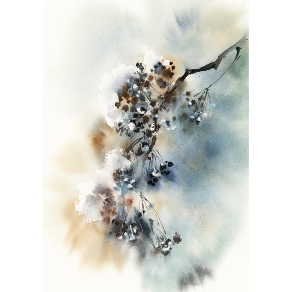 Winter Branch Botanical Loose Style Wall Art Print, Nature, Seasonal ...
