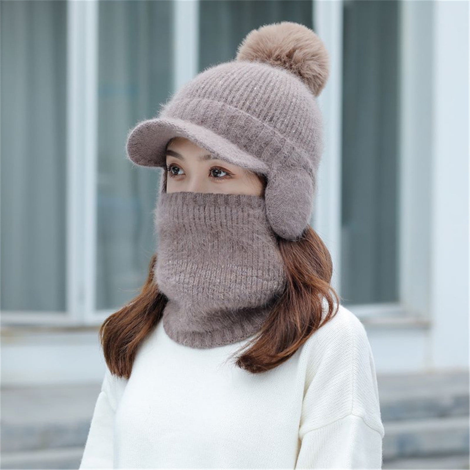 Winter Brown Baseball Cap Womens Earmuffs Add Flocking Thermal