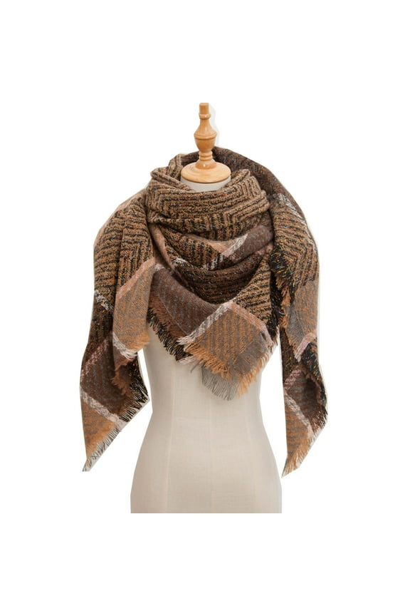 Winter Brown Women Fall Scarf Classic Tassel Plaid Warm Soft Large Blanket Wrap Shawl Scarves