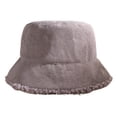 thumbnail image 1 of Winter Bucket Hat Cozy Faux Lambswool Double-sided Reversible Thickened Fleece Solid Color Keep Warm Fisherman Hat, 1 of 7