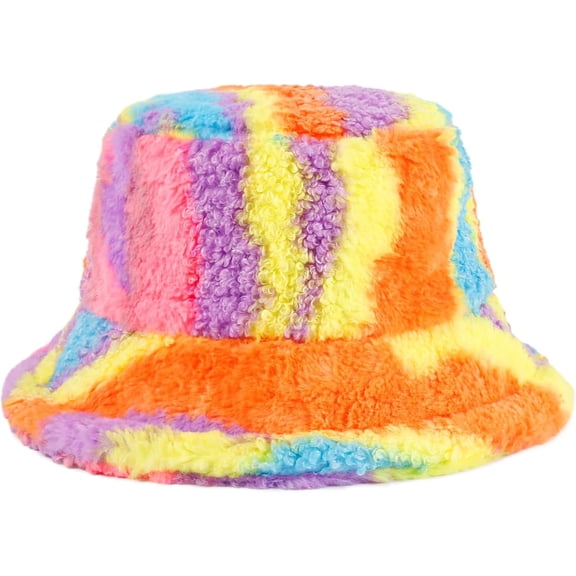 Winter Bucket Hat Fluffy Faux Fur Fisherman Plush Warm Hats Cute Fuzzy Bucket Hat for Women