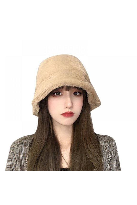 Winter Bucket Hat for Women Warm Hats Cute Warm Soft Faux Fur Fisherman Cap