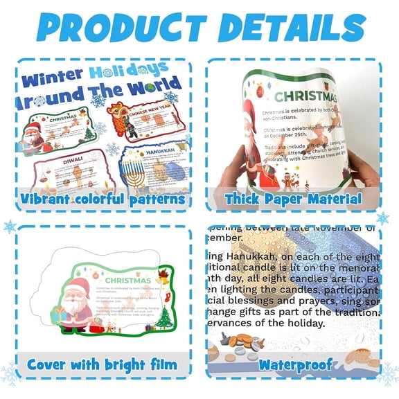 Winter Bulletin Board Decorations Set Holidays Around The World Classroom Posters Decorations with Chinese New Year Hanukkah Diwali Christmas Winter Solstice Cutouts School Classroom Door Decor