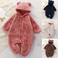 thumbnail image 1 of Winter Bunting Onesie Cartoon Warm Hooded Romper Newborn Baby Fleece Footie Snowsuit Winter Bunting Onesie Warm Hooded Romper Jumpsuit Outfits for Girls Boys Beige 0 Months, 1 of 8