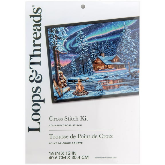 Winter Cabin Counted Cross Stitch Kit by Loops & Threads