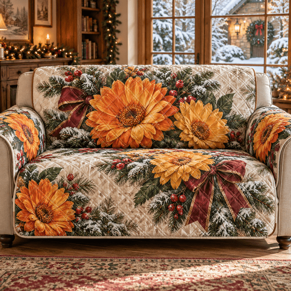 Winter Calendula Christmas Quilted Quilted Sofa Cover - Walmart.com