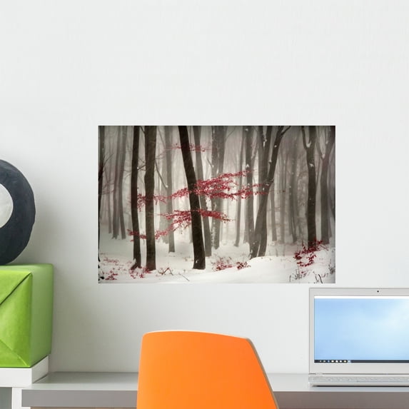 Winter Calm Day Forest Wall Mural by Wallmonkeys Peel and Stick Graphic (18 in W x 12 in H) WM311921