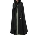 thumbnail image 1 of Winter Cape for Women Warm Cloak With Hood Wool Blend Poncho Cape Jacket Solid Open Front Trench Coat, 1 of 7
