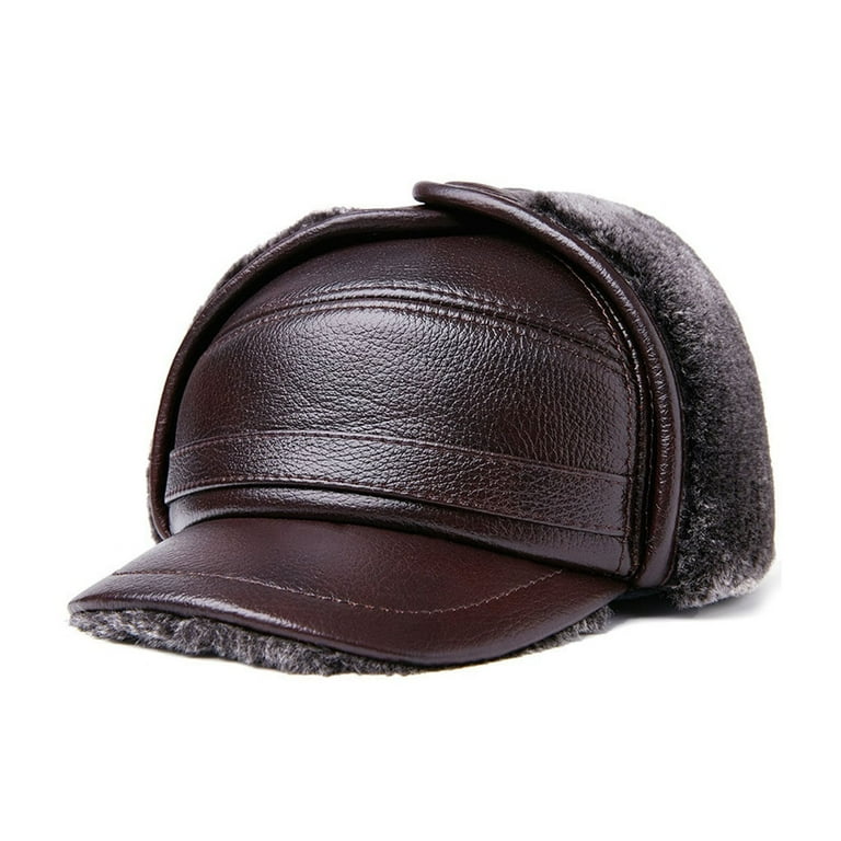 Leather winter cap clearance