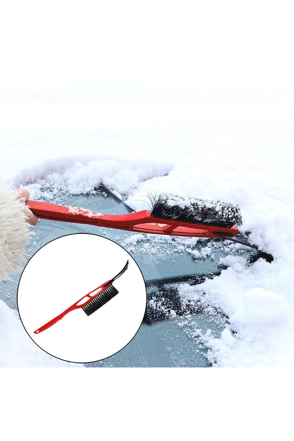 Winter Car Essentials 2-in-1 Snow Shovel for Driveway and Car Windows, Heavy Duty Ice Scraper and Snow Brush for Cold Weather and Early Spring Heavy Snow Safety #Style009 Red
