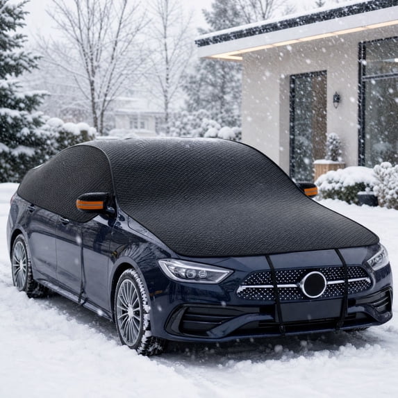 Winter Car Magnetic Snow Cover Waterproof Thickened Half Car Cover Windshield Ice Snow Protector for Vehicle Outdoor Parking